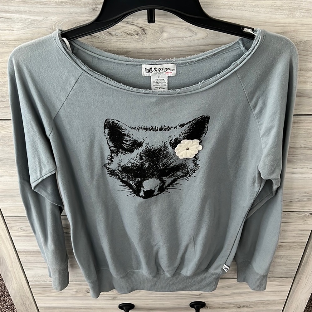 Fox distressed sweater - size M